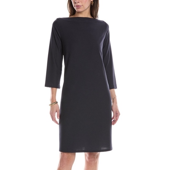 NEW With Tags Eileen Fisher Bateau Neck Shift Dress Charcoal Grey Size Small